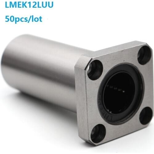 50pcs/lot LMEK12LUU Long Type Long Type Square Flange Linear Bearing Bushing
