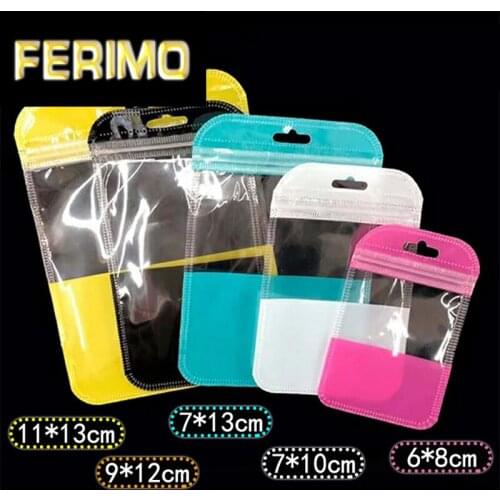 500pcs 6 sizes Self Sealing large Plastic pvc Zip Lock Bag Thick Clear Ziplock Earrings Jewelry Packaging pvc Bag with zipper