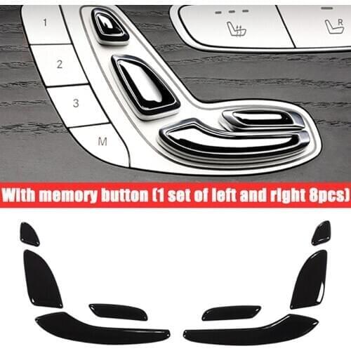 8PCS Black Auto Car Door Seat Adjust Button Switch Cover Sticker Trim for Mercedes Benz E C GLC Class W213 W205 X253