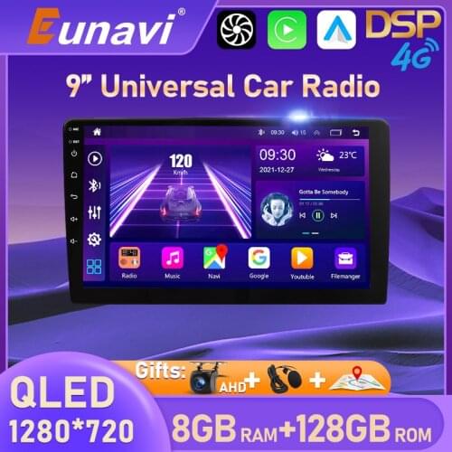 Eunavi Android 10 Car Radio Stereo 8 CORES RDS Universal Multimedia Player GPS Navigation Audio Autoradio video no 2 DIN DVD
