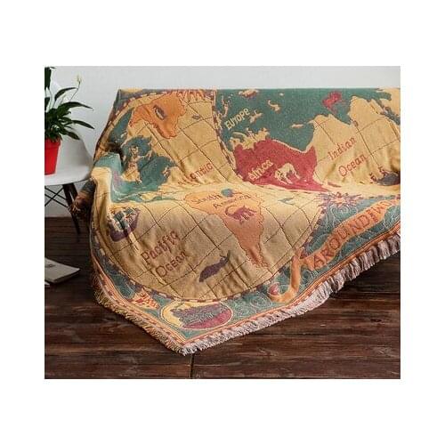 World map Cotton Bohemian Plaids Blanket Multi-function Sofa Decorative piano cover tapestry Cobertor Tassel Blanket