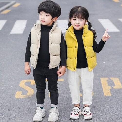 2021 Autumn Girls Warm Vest Winter Boys Thicken Waistcoat Kids Outerwear Vest Children Teens Cotton Jackets Vest For 1-10 Years