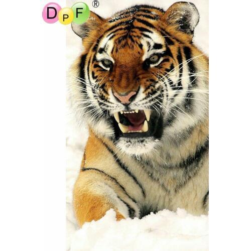 DPF DIY 5D diamond embroidery crafts heavy snow tiger diamond painting cross stitch needlework diamond mosaic square home decor