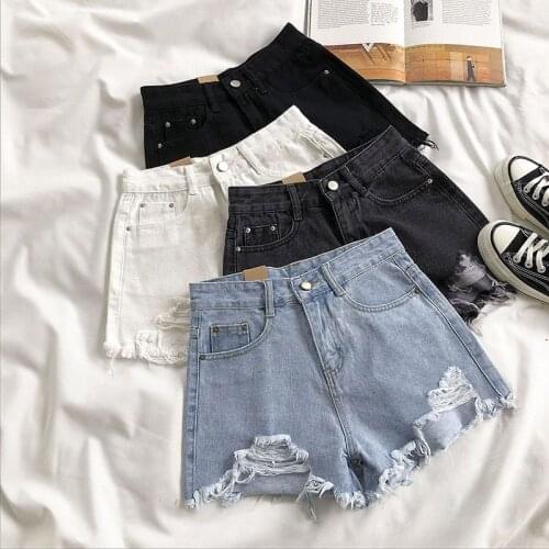 Denim Pant Ladies 2021 Summer New Jeans Loose Ladies Plus Size Jeans High Waist Light Colored Denim Shorts Retro Street Fashion