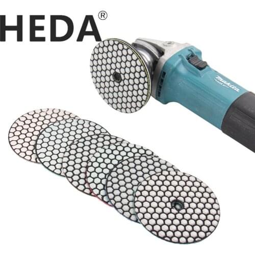 HEDA 7pcs/set 4 inch 100mm flexible diamond dry polishing discs sanding discs polishing marble granite polishing machine discs