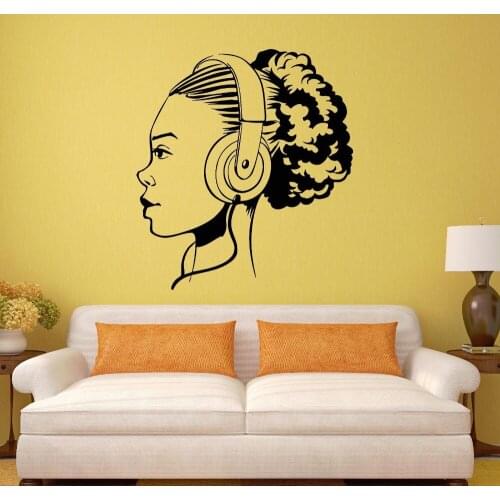 Hot Sale Wall Vinyl Sticker Decals Teen Room Girl Music Headphones Art Room Home Decoration Murals Removable YY160