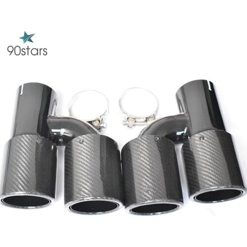H Style Real Carbon Fiber Black Stainless Steel Universal Carbon Fiber Exhaust Tips End Pipes Muffler tips for BMW