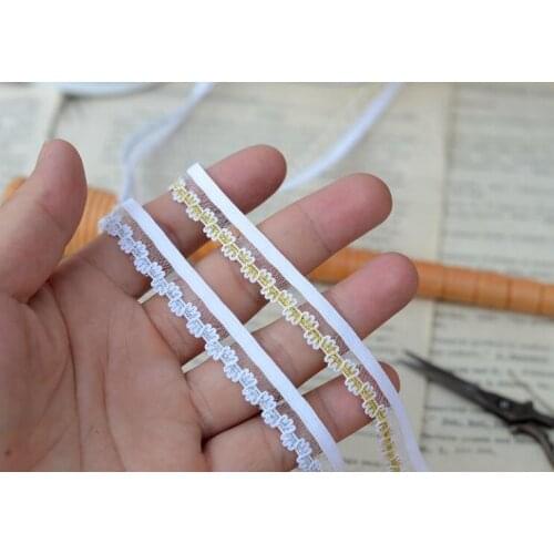 5 Meters Exquisite Stretchy Lace Ribbon Embroidery Silver Gold Thread Elastic Force Lace Trim DIY Clothing Accessories 1.2cm