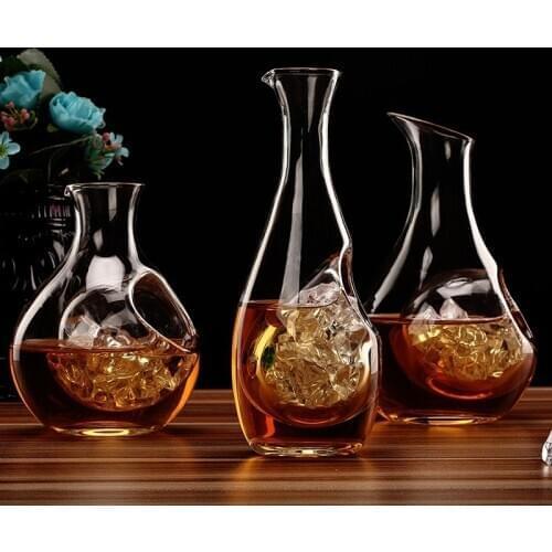 Wine and ice cubes isolated Glass Wine Bottle Hole Sake Glass Ice Jug Hamster Nest Cooling Room Beer Cooler Mini Gift Wine