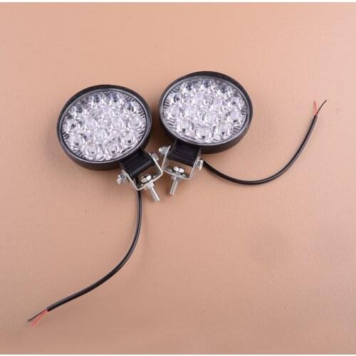 2Pcs 12V 24V 42W 2500LM Round LED Work Light Spot Lamp Fit for Truck Off Road Tractor ATV