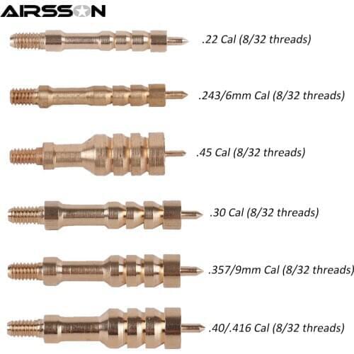 Gun Clean Brass Jag Thread 8-32 6mm/9mm/.22/.243/.357/.40/.45/.416 Cal Solid Brass Spear Pointed Jag Hunting Gun Cleaning Tools