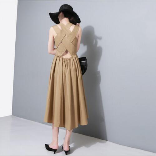 Summer Overlap Back Dresses Women Sexy Bandage Dress Slim Sleeveless Distinctive Tank Dress