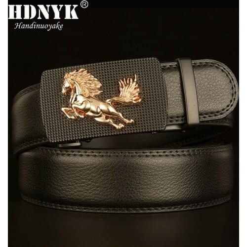 Hot Sell Brand Horse Designer Automatic Buckle Belt Men Genuine Leather Belt Man Luxury Men Belts Alloy Buckle Best As Gift