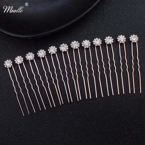 Miallo 12 pcs/lot Newest Sunflower Women Hairpins Wedding Hair Accessories Crystal Hair Fork Jewelry Bridal Hairpieces