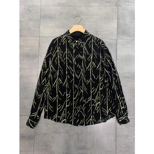 Fashion 2021 new ladies long-sleeved sexy casual printed silk shirt 0105