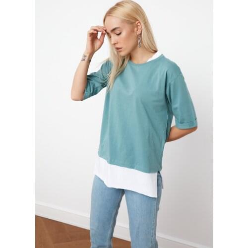 Trendyol Piece Detailed Boyfriend Knitted T-Shirt TWOSS20TS0858