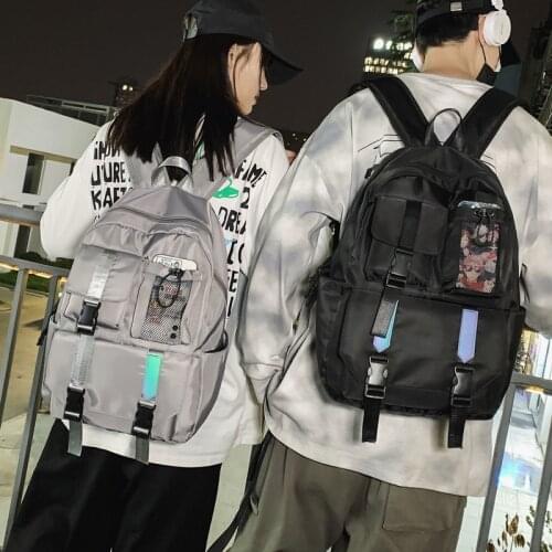 Trendy Reflective Large Capacity Backpack Women Men College Waterproof School Bags for Teenage Girls Korean 2021 Travel Backpack