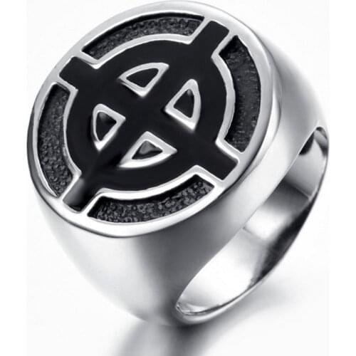 Fashion Personality Punk Mens Ring Simple Fashion Black Cross Bulls Eye Ring Jewlery for Men