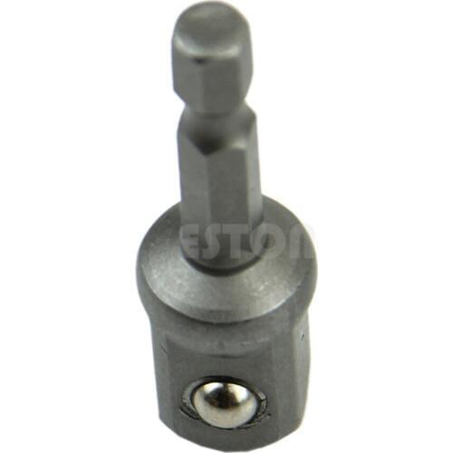 Easy Use 1/4" 3/8" 1/2" Steel Drill Bit Bar Hex Socket Driver Shank Adapter Set