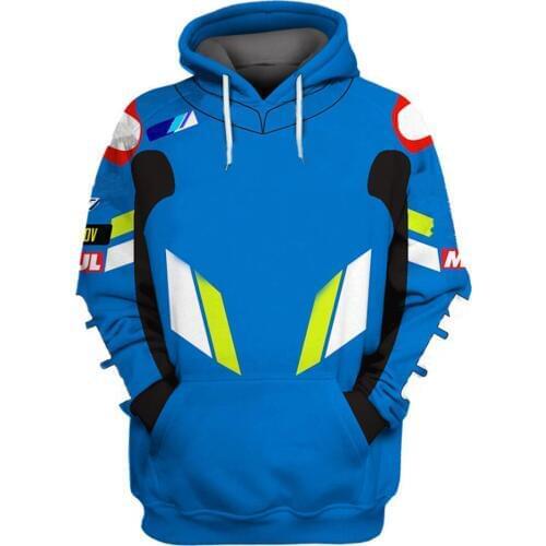 NEW Motorcycle Blue Sweatshirt Hoodie For Suzuki Motorbike ATV Bike Riding Motocross Casual Sport Sweater