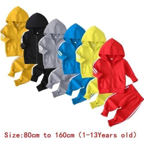 2021 New Kids Joggers Boys Spring Sweatshirt+Sweatpants Baby Boys Girls Sports Sets Children Clothing Set Zipper Hoodies+Joggers