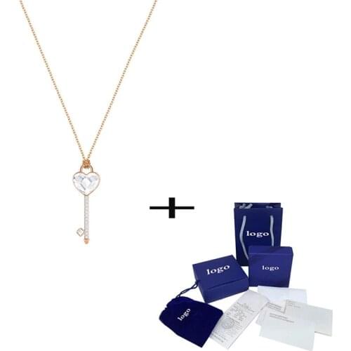 New Lucky Melt Your Heart Key Pendant Fashion Chic Crystal Feminine Clavicle Necklace Romantic Jewelry Gift