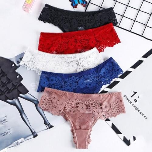 Richkeda Store New 2021 3pcs/lot Womens Sexy Panties Underwear Lace Thong Seamless Embroidery Lingerie Low-rise Temptation