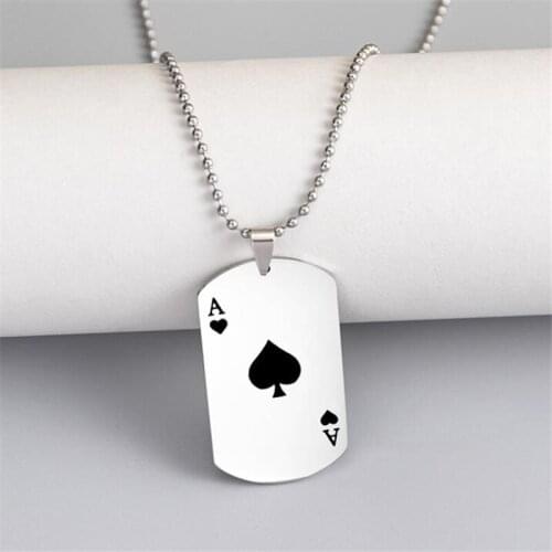 Creative Ace Spades Playing Card Sweater Chain Necklace Stainless Steel Silver Color Necklace for Men Women Jewelry Accessories