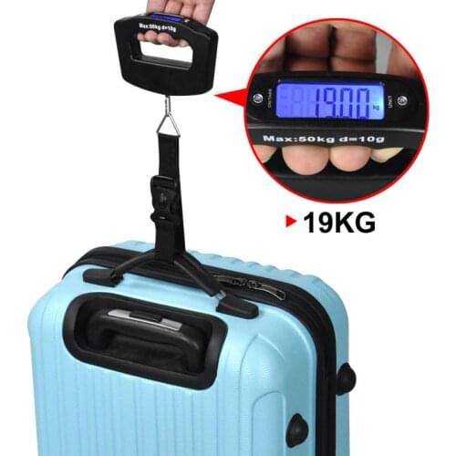 50kg Portable Electronic Luggage Scale LCD Display Travel Digital Luggage Scales Hanging Backlight Balance Weighing