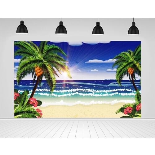 Scopiso Summer Beach Background Cocount Tree Backdrop for Photography Oil Painting Newborn Photo Shoot Photographic Studio Props