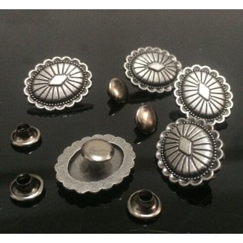 DIY 50PCS 15X18MM Antique Silver Oval Flower StudS Rivet Punk Spike Shoes Belt Bag Accessories Leather Craft Shipping Free