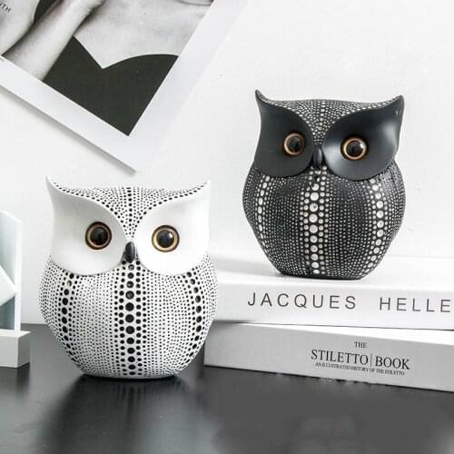 Nordic Creative Wave Dot Owl Resin Decoration Bedroom Porch Desktop Model Room Personalized Handicraft Decoration
