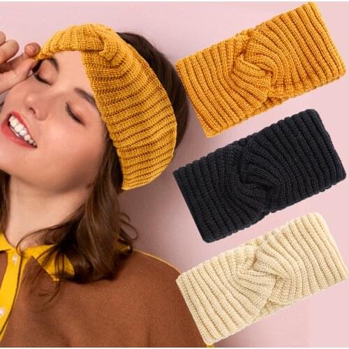 Solid Color Turban Knitted Elastic HairBands Fashion Women Girls Autumn Winter Hair Bands Headbands Hair Accessories Headdress