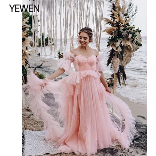 Tulle Dress with Ruffles Separate Sleeves Prom Dress Princess Bridal Engagement Tulle Dress with Bustier Photography Dress YEWEN