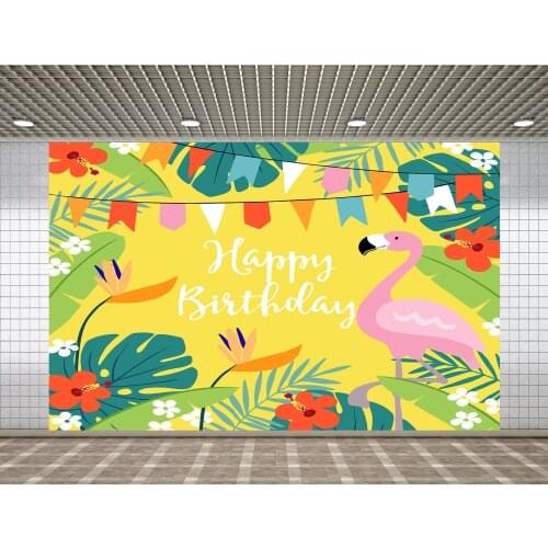 Lyavshi Birthday party background tropical jungle design palm leaves and flamingo Photo Vinyl Studio Props Photography Backdrops