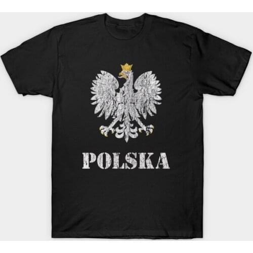 Vintage Poland Polish Eagle Flag T-Shirt. Summer Cotton O-Neck Short Sleeve Mens T Shirt New S-3XL