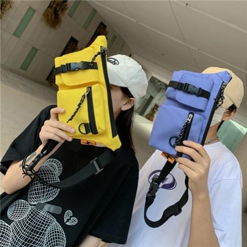 Vintage Women Oxford Cloth Chest Bags Shoulder Crossbody Messenger Bag Casual Multi Layers Solid Color Large Capacity Waist Pack