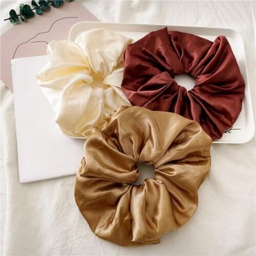 Vintage Solid Color Scrunchie For Women Hair Tie Hair Accessories Korean Sweet Ponytail Holder Elastic Hair Bands Girls Headwear