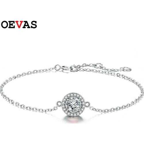 OEVAS 100% Sterling Sterling Silver 1ct D Color GRA Certification Bracelets For Women Girls Wedding Party Fine Jewelry