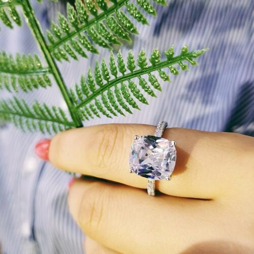 New 925 Sterling Silver Ring finger Engagement Wedding Rings for Women Princess-cut 3ct Diamond Jewelry Platinum gemstone
