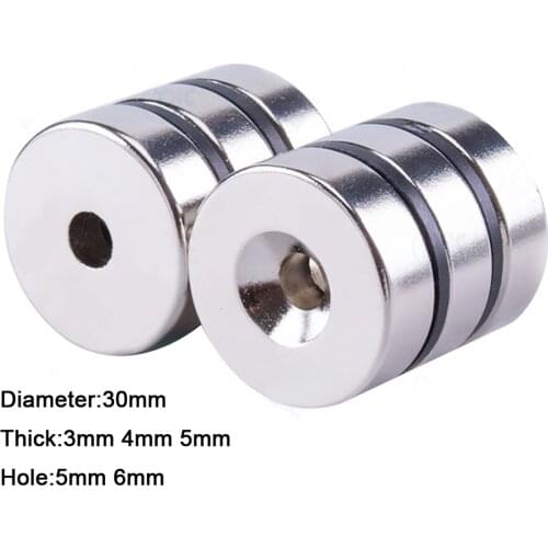 10pcs Neodymium Magnets Dia 30mm With M5 M6 Countersunk Ring Hole Rare Earth Strong Crafts Magnet N35