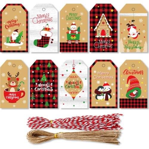 100Pcs Noel Paper Tag Christmas Tree Ornaments DIY Craft Label Xmas Natal Noel Christmas Decorations for Home New Year 2022