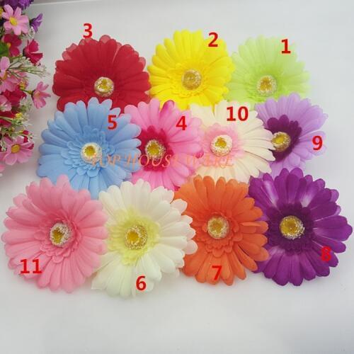 20pcs 10cm Artificial Simulation fake fabric African Daisy Flower Heads Wedding Christmas Party Diy Brooch Headwear Ring