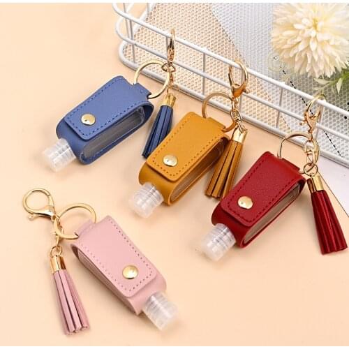 30ml Hand Sanitizer Case Mini Disinfectant Hands Portable Hydroalcoholic Gel Bottle Hand Sanitizer Leather Case Health Keychain