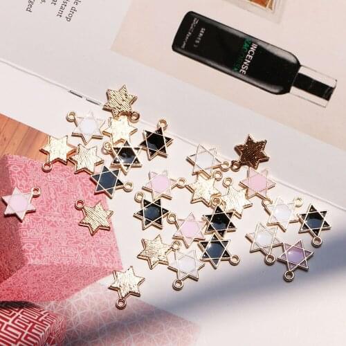 30pcs/Lot Hexagon 17*12mm Diy Design for Jewelry Making Earring Bracelet or Necklace Handmade Enamel Charms