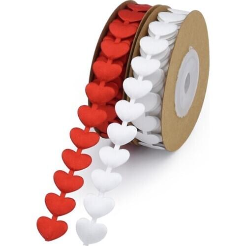 5 Meter/Roll 1.5cm Width Ultrasonic Embossed Love Ribbon Wedding Decoration Lover Gift Packaging Peach Heart Red Ribbon