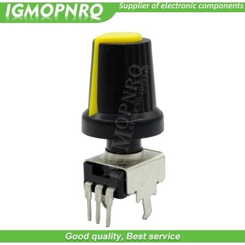10PCS RV09 Vertical 1K ~ 500K Ohm Adjustable Resistor 3pin Seal Potentiometer for Arduino with knob Yellow cap (5PCS+5PCS)