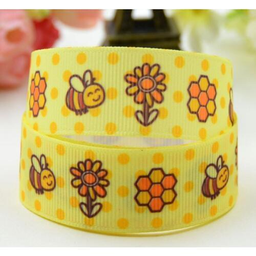 7/8'' 22mm,1" 25mm,1-1/2" 38mm,3" 75mm Bee Cartoon Character printed Grosgrain Ribbon party decoration X-01588 10 Yards