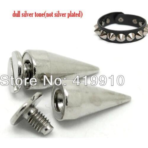 Free shipping -30 Sets Silver Tone Cone Bullet Spike Rivet Studs Spots 13mmx7mm 7mmx6mm Punk Bag Leather Clothes J1744
