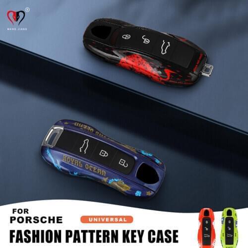 For Porsche Macan Panamera Cayenne 911 718 9YA 971 Key Case Bag Shell Hot Pattern Cover Cap Protector Car Accessories KeyCase